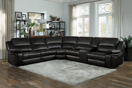 Falun Dark Brown 6-Piece Modular Power Reclining Sectional from Homelegance - Luna Furniture