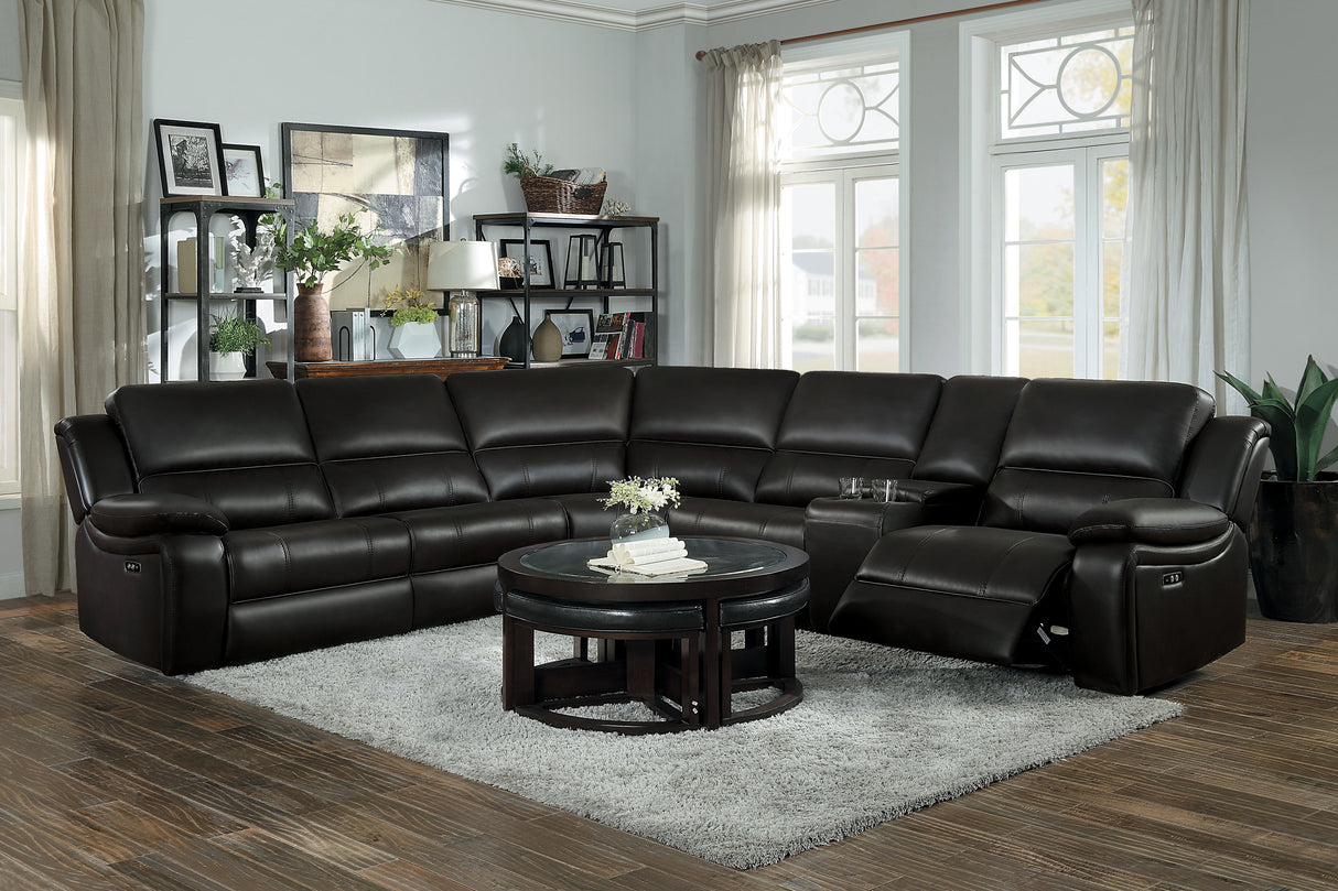 Falun Dark Brown 6-Piece Modular Power Reclining Sectional from Homelegance - Luna Furniture