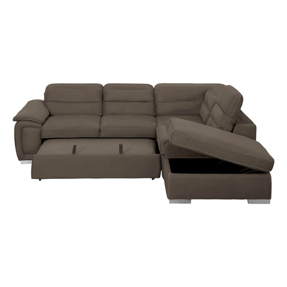8277CH* (3)3-Piece Sectional with Adjustable Headrests, Pull-out Bed and Right Chaise with Storage Ottoman - Luna Furniture