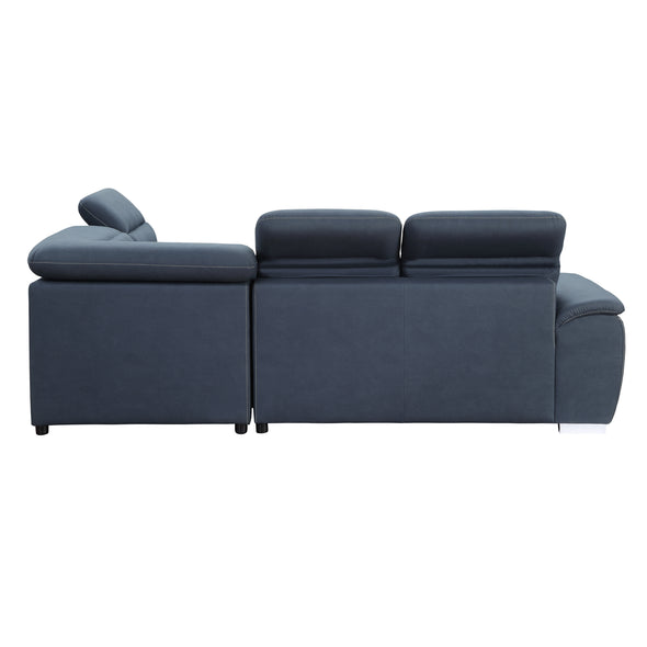 8277NBU* (3)3-Piece Sectional with Adjustable Headrests, Pull-out Bed and Right Chaise with Storage Ottoman - Luna Furniture