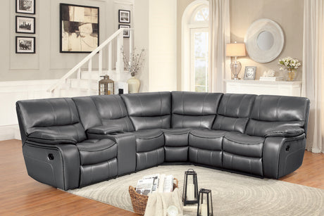 8480GRY*3SC (3)3-Piece Reclining Sectional with Left Console - Luna Furniture