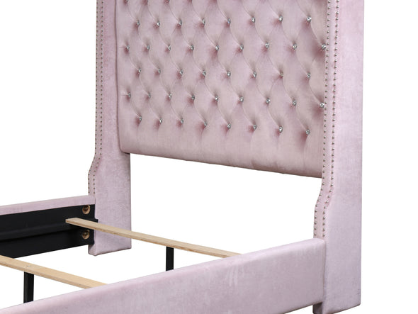 Franco Pink Velvet King Upholstered Bed