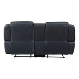 Littleton Blue Double Reclining Loveseat with Center Console, Receptacles and USB Ports from Homelegance - Luna Furniture