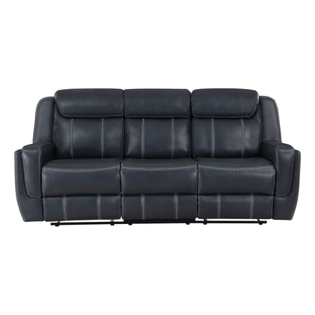 8516BU-3 Double Reclining Sofa with Center Drop-Down Cup Holders, Magazine bag, Receptacles and USB Ports - Luna Furniture