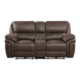 Proctor Brown Microfiber Power Double Reclining Loveseat with Center Console from Homelegance - Luna Furniture