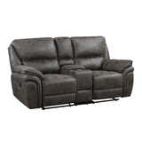 Proctor Gray Microfiber Double Reclining Loveseat with Center Console from Homelegance - Luna Furniture