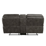 8517GRY-2 Double Reclining Love Seat with Center Console - Luna Furniture