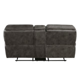 Proctor Gray Microfiber Double Reclining Loveseat with Center Console from Homelegance - Luna Furniture