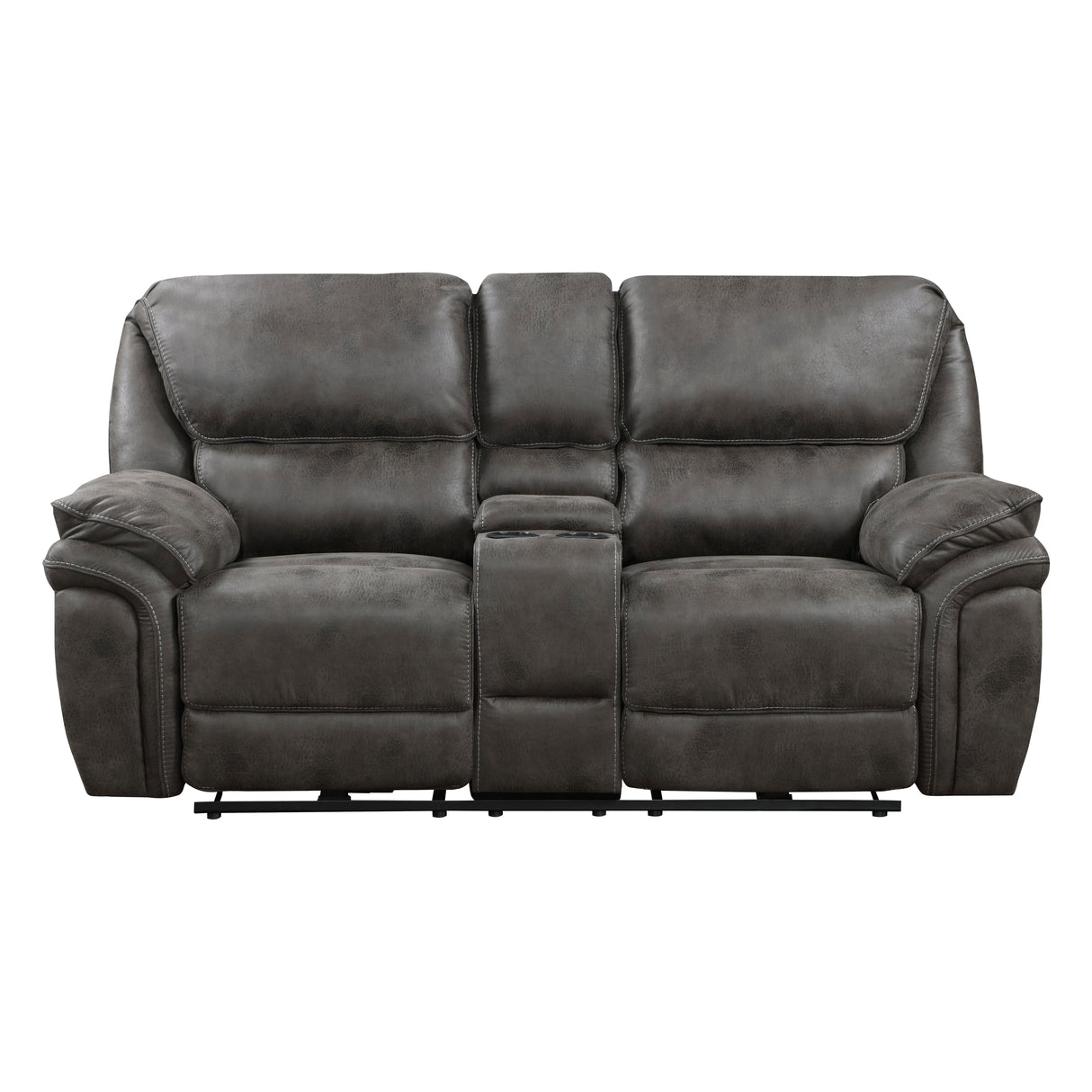 8517GRY-2PW Power Double Reclining Love Seat with Center Console - Luna Furniture