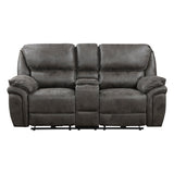 8517GRY-2PW Power Double Reclining Love Seat with Center Console - Luna Furniture