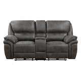 Proctor Gray Microfiber Power Double Reclining Loveseat with Center Console from Homelegance - Luna Furniture