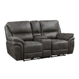 Proctor Gray Microfiber Power Double Reclining Loveseat with Center Console from Homelegance - Luna Furniture