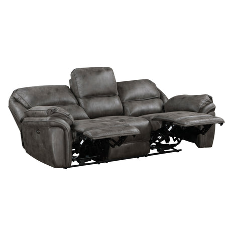 Proctor Gray Microfiber Power Double Reclining Sofa from Homelegance - Luna Furniture