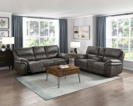 Proctor Gray Microfiber Power Double Reclining Sofa from Homelegance - Luna Furniture