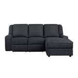 Monterey Ebony Chenille Reclining Sectional with Right Chaise from Homelegance - Luna Furniture