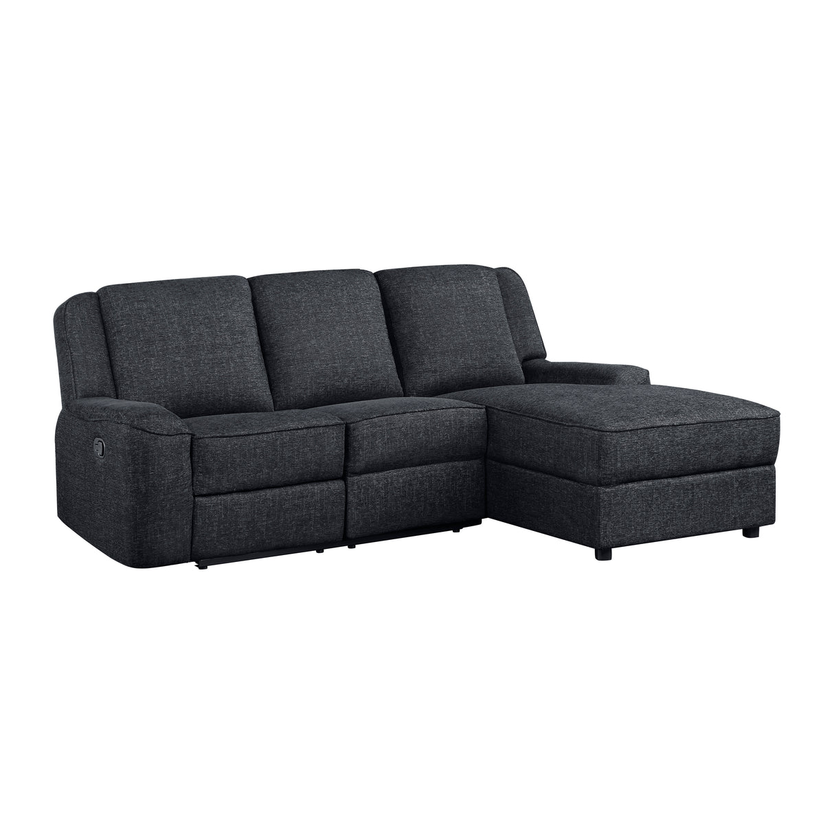 Monterey Ebony Chenille Reclining Sectional with Right Chaise from Homelegance - Luna Furniture