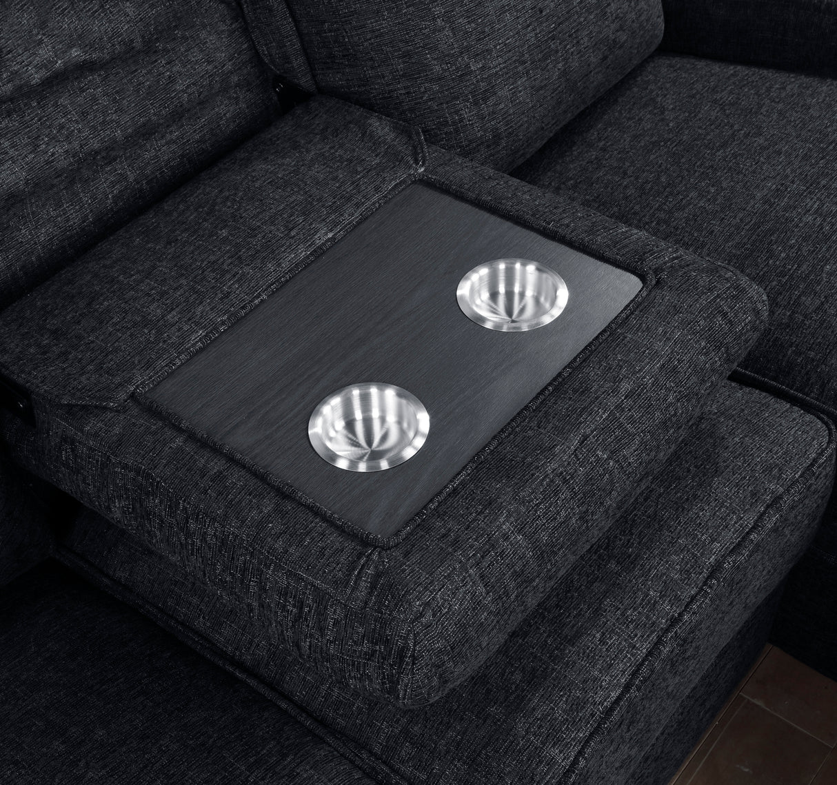 Monterey Ebony Chenille Reclining Sectional with Right Chaise from Homelegance - Luna Furniture