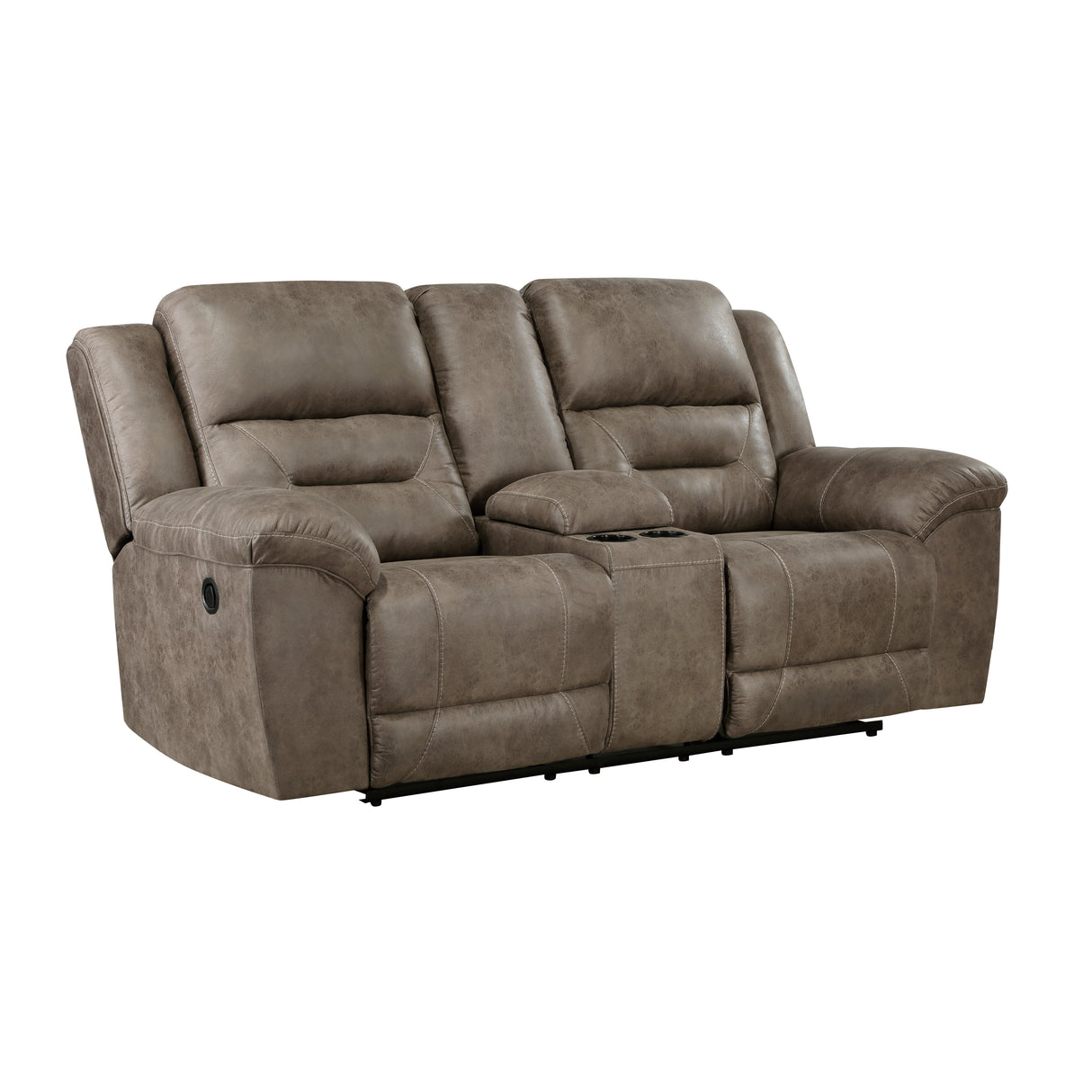 Hazen Brown Microfiber Double Reclining Loveseat with Center Console from Homelegance - Luna Furniture