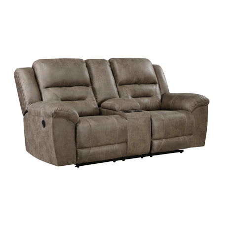 Hazen Brown Microfiber Double Reclining Loveseat with Center Console from Homelegance - Luna Furniture