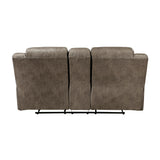 Hazen Brown Microfiber Double Reclining Loveseat with Center Console from Homelegance - Luna Furniture