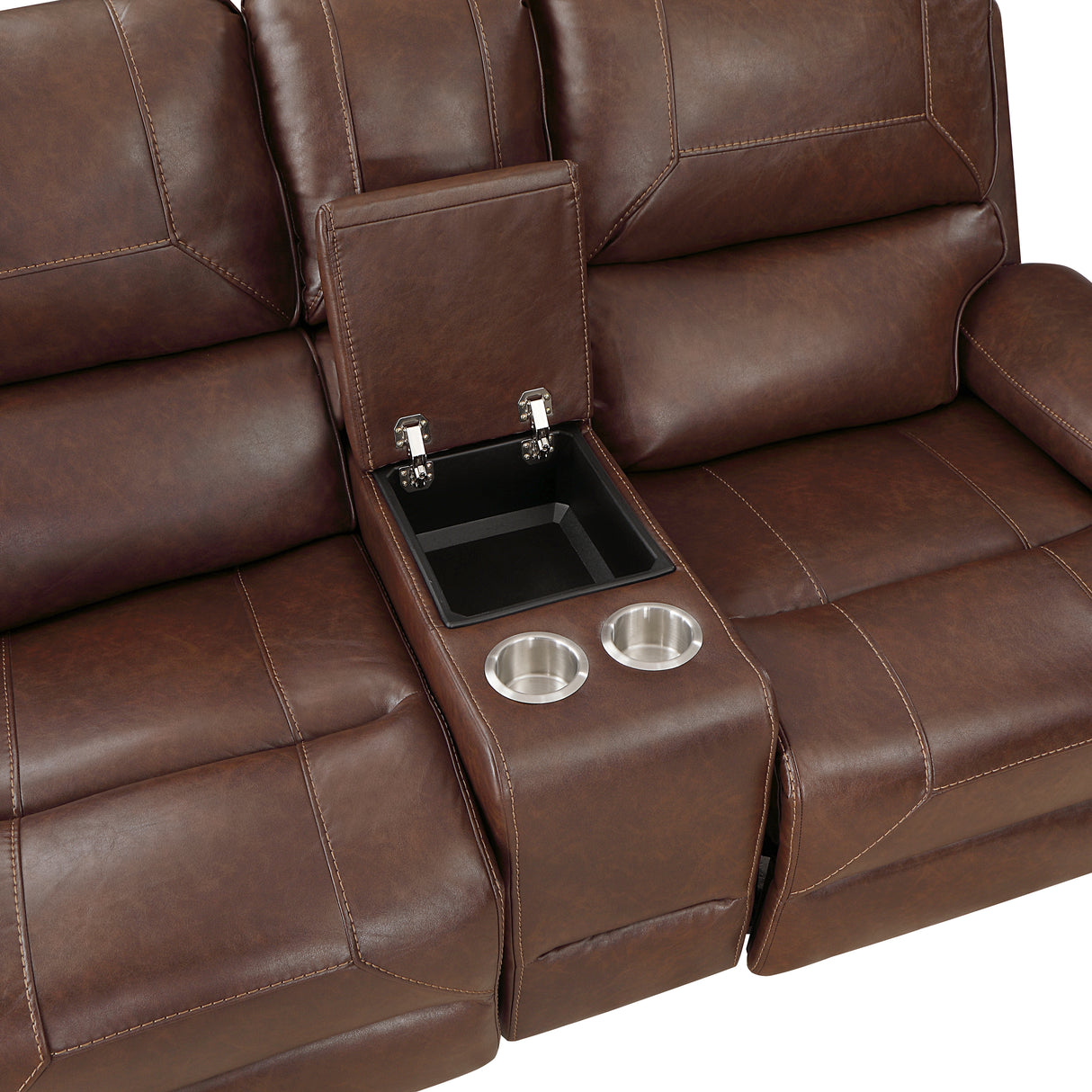 Newnan Brown Double Glider Reclining Loveseat with Center Console from Homelegance - Luna Furniture
