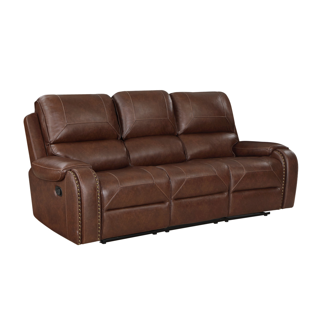 Newnan Brown Double Reclining Sofa with Center Drop-Down from Homelegance - Luna Furniture