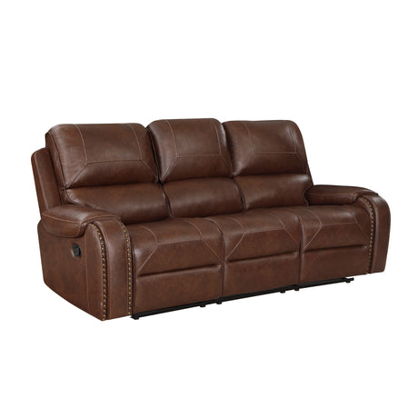 Newnan Brown Double Reclining Sofa with Center Drop-Down from Homelegance - Luna Furniture