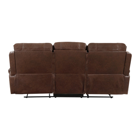 Newnan Brown Double Reclining Sofa with Center Drop-Down from Homelegance - Luna Furniture