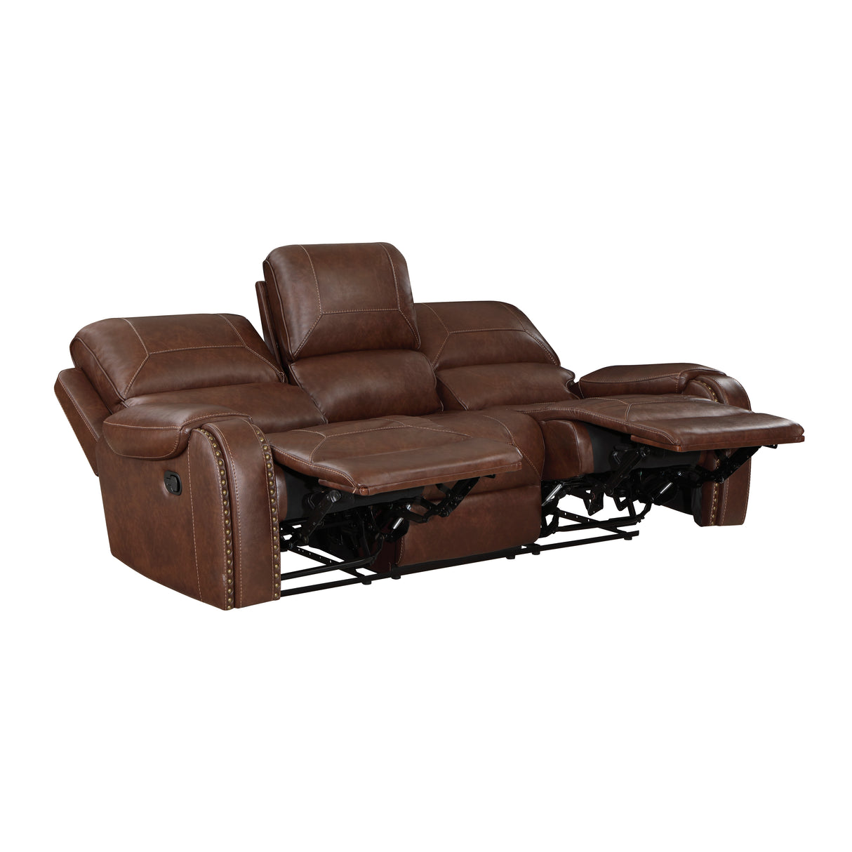 Newnan Brown Double Reclining Sofa with Center Drop-Down from Homelegance - Luna Furniture