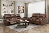 Newnan Brown Double Reclining Sofa with Center Drop-Down from Homelegance - Luna Furniture