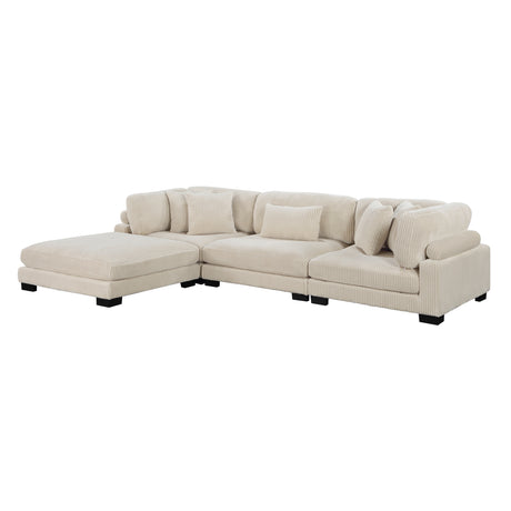 Traverse Beige Corduroy 4-Piece Modular Sectional with Ottoman from Homelegance - Luna Furniture