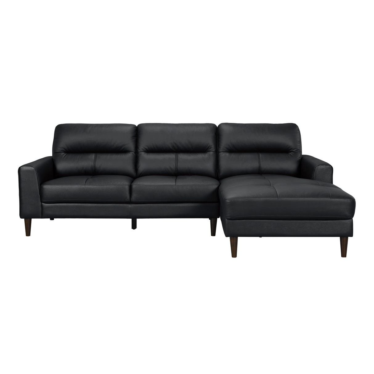 Lewes Black Leather 2-Piece Sectional with Right Chaise from Homelegance - Luna Furniture