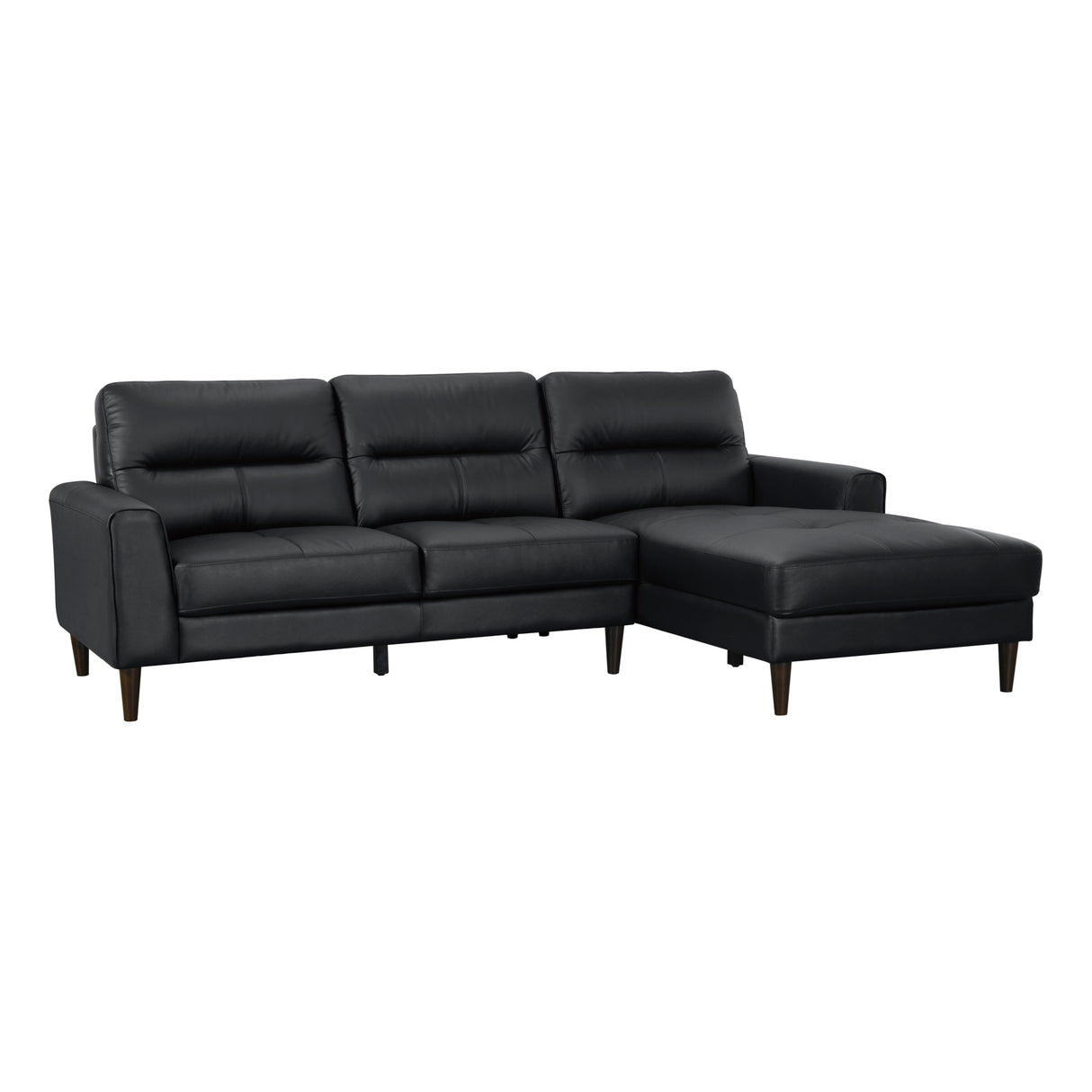 Lewes Black Leather 2-Piece Sectional with Right Chaise from Homelegance - Luna Furniture