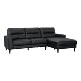 Lewes Black Leather 2-Piece Sectional with Right Chaise from Homelegance - Luna Furniture