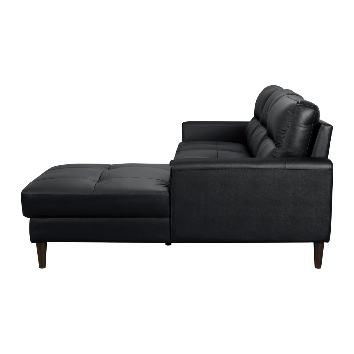 Lewes Black Leather 2-Piece Sectional with Right Chaise from Homelegance - Luna Furniture