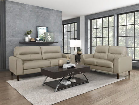 Lewes Latte Leather Loveseat from Homelegance - Luna Furniture