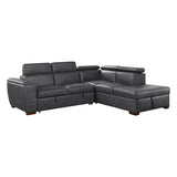 Barre Gray Faux Leather 2-Piece Storage Sleeper Sectional from Homelegance - Luna Furniture