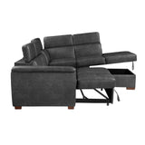 Barre Gray Faux Leather 2-Piece Storage Sleeper Sectional from Homelegance - Luna Furniture