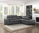 Barre Gray Faux Leather 2-Piece Storage Sleeper Sectional from Homelegance - Luna Furniture