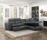 Barre Gray Faux Leather 2-Piece Storage Sleeper Sectional from Homelegance - Luna Furniture