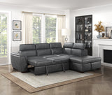 Barre Gray Faux Leather 2-Piece Storage Sleeper Sectional from Homelegance - Luna Furniture