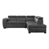 Barre Gray Faux Leather 2-Piece Storage Sleeper Sectional from Homelegance - Luna Furniture