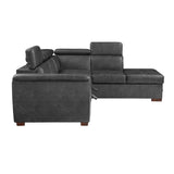 Barre Gray Faux Leather 2-Piece Storage Sleeper Sectional from Homelegance - Luna Furniture