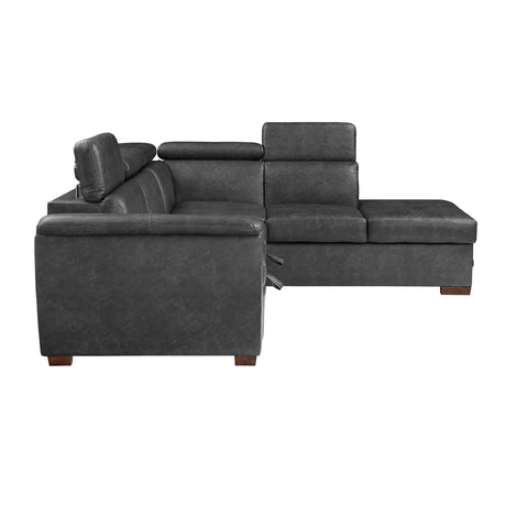 Barre Gray Faux Leather 2-Piece Storage Sleeper Sectional from Homelegance - Luna Furniture