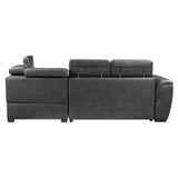 Barre Gray Faux Leather 2-Piece Storage Sleeper Sectional from Homelegance - Luna Furniture
