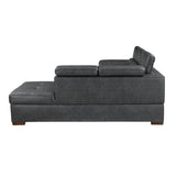 Barre Gray Faux Leather 2-Piece Storage Sleeper Sectional from Homelegance - Luna Furniture