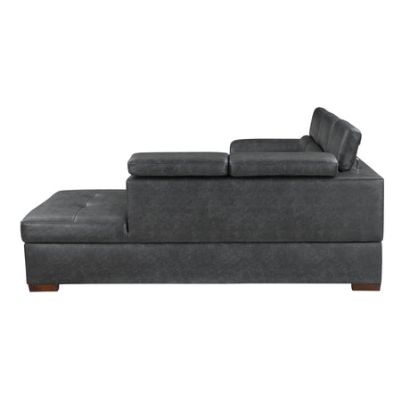 Barre Gray Faux Leather 2-Piece Storage Sleeper Sectional from Homelegance - Luna Furniture