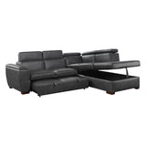 Barre Gray Faux Leather 2-Piece Storage Sleeper Sectional from Homelegance - Luna Furniture