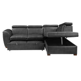 Barre Gray Faux Leather 2-Piece Storage Sleeper Sectional from Homelegance - Luna Furniture