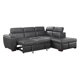 Barre Gray Faux Leather 2-Piece Storage Sleeper Sectional from Homelegance - Luna Furniture